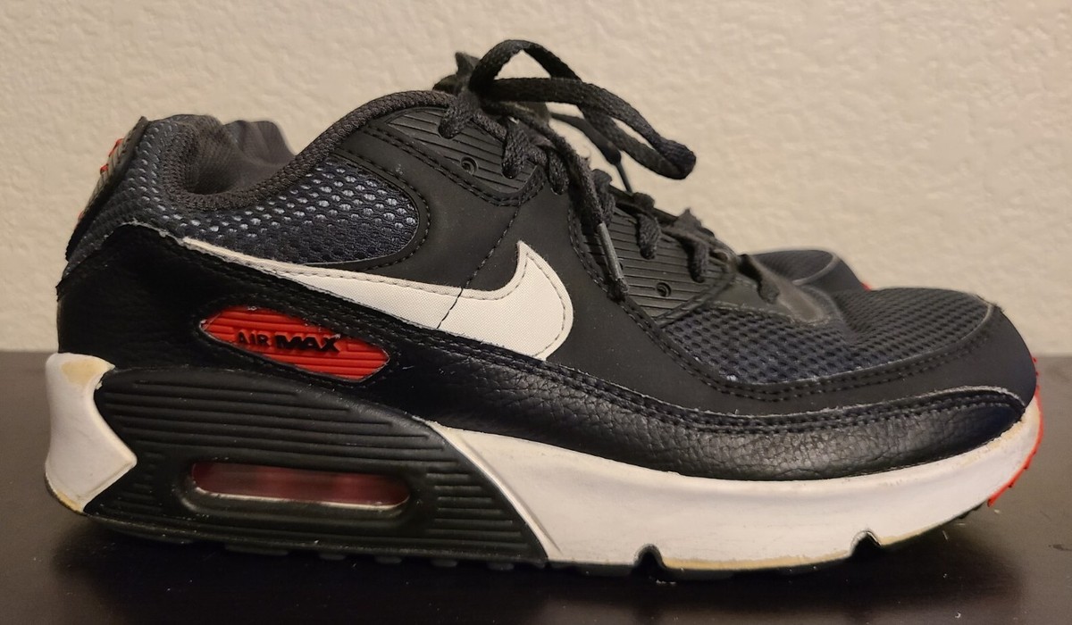 Nike Air Max 90 GS Bred Youth Kids Boys Sneakers Size 7Y Black Red  DH4349-001