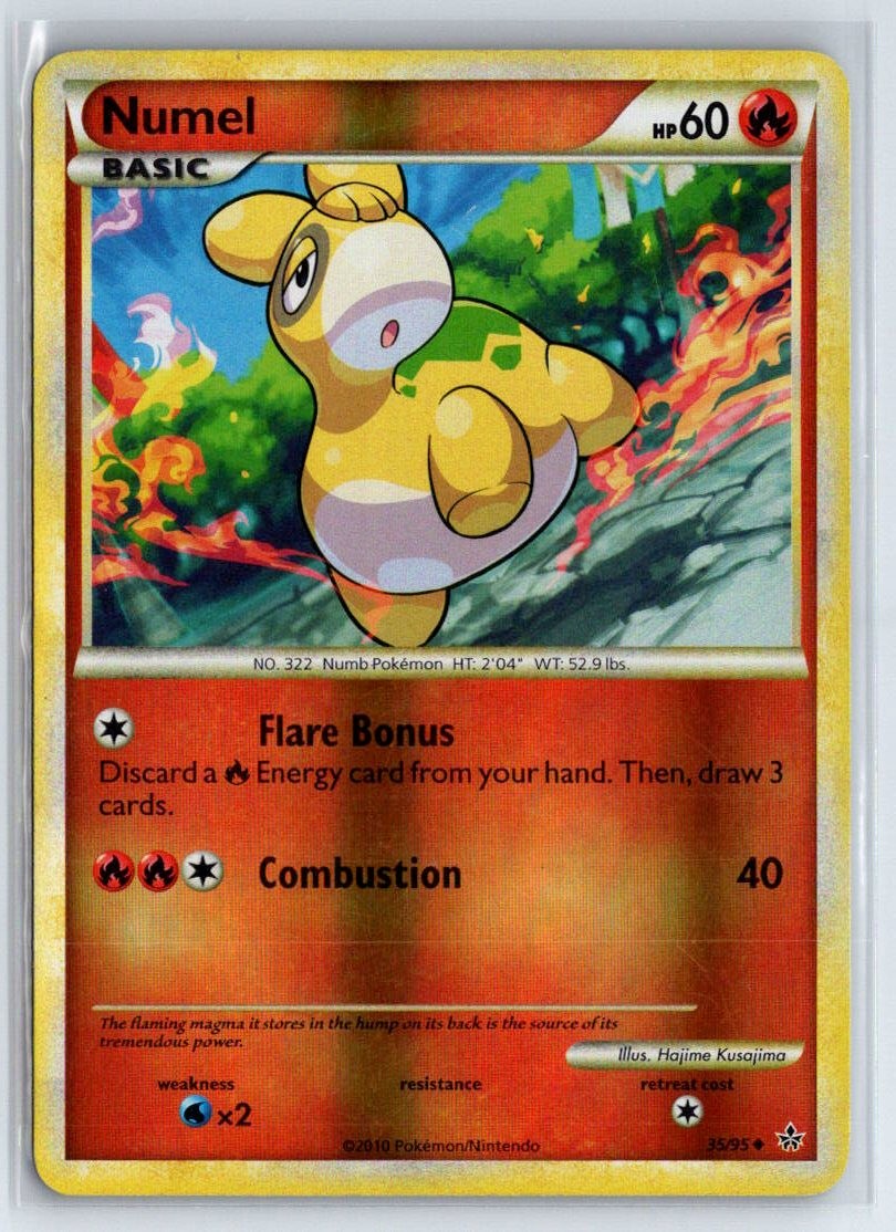 Numel 35/95 Uncommon HGSS Unleashed Pokemon Reverse Holo Moderately Played