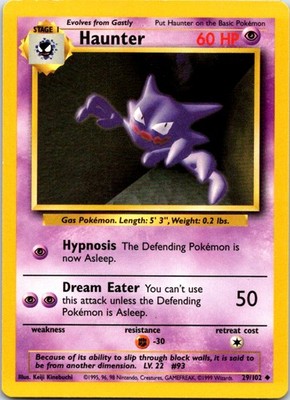 Haunter Normal Uncommon Base Set 029/102 HP