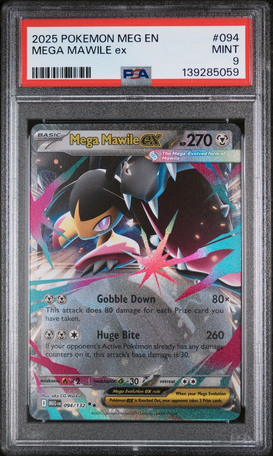 2025 POKEMON MEG EN-MEGA EVOLUTION #094 MEGA MAWILE EX PSA 9