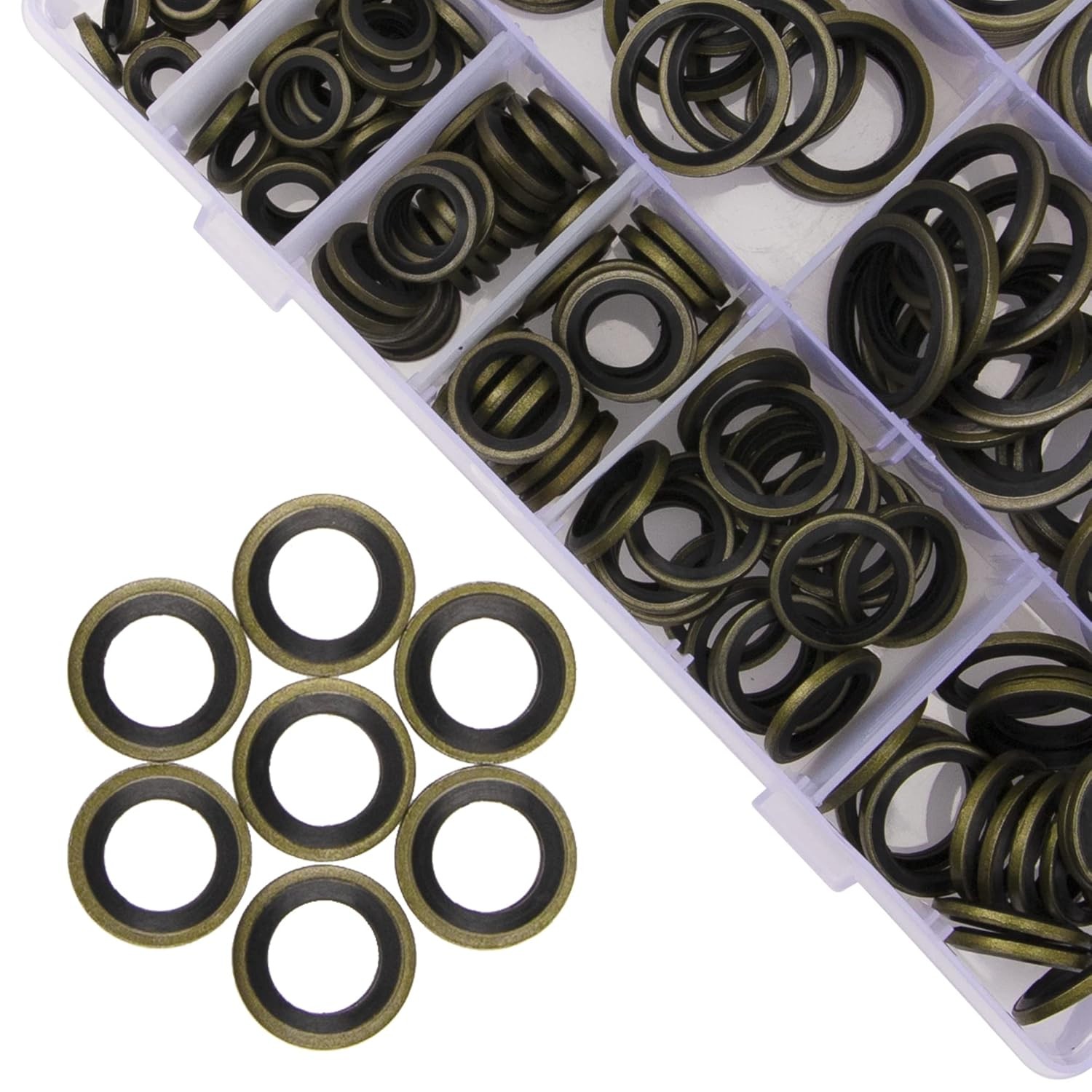 200Pcs Metric Dowty Bonded Seal Oil Washer Assortment Kit, 10 Sizes M6 to M24