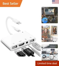 5-in-1 Lightning to HDMI Adapter: Dual USB OTG with Microphone Input for iPhone