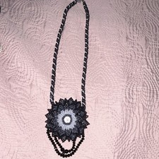 Statement-Halskette Kette mit rundem Blumen-A...