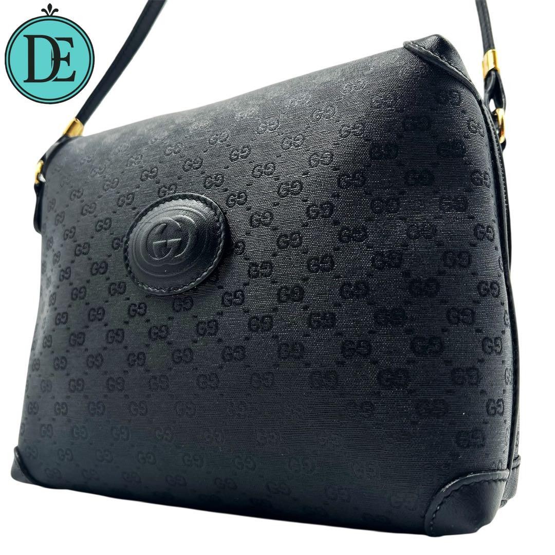 Vintage GUCCI Interlocking Black Shoulder Bag from Japan
