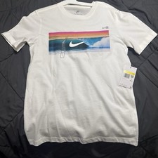 Nike Mens S White Cotton Jersey Crew Neck Sho...