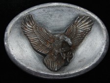 QC07110 VINTAGE 1988  AMERICAN BALD EAGLE  COMMEMORATIVE PEWTER BELT BUCKLE
