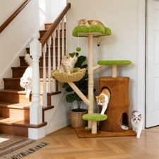 55.91  Tall Vivid Green Cat Tower for Indoor Cat, Kitty Play Center w/ Top Perch