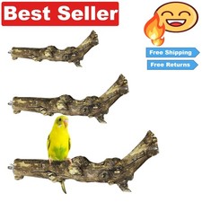 3-Pack Natural Wood Bird Perches - Safe Chewing and Climbing Essentials