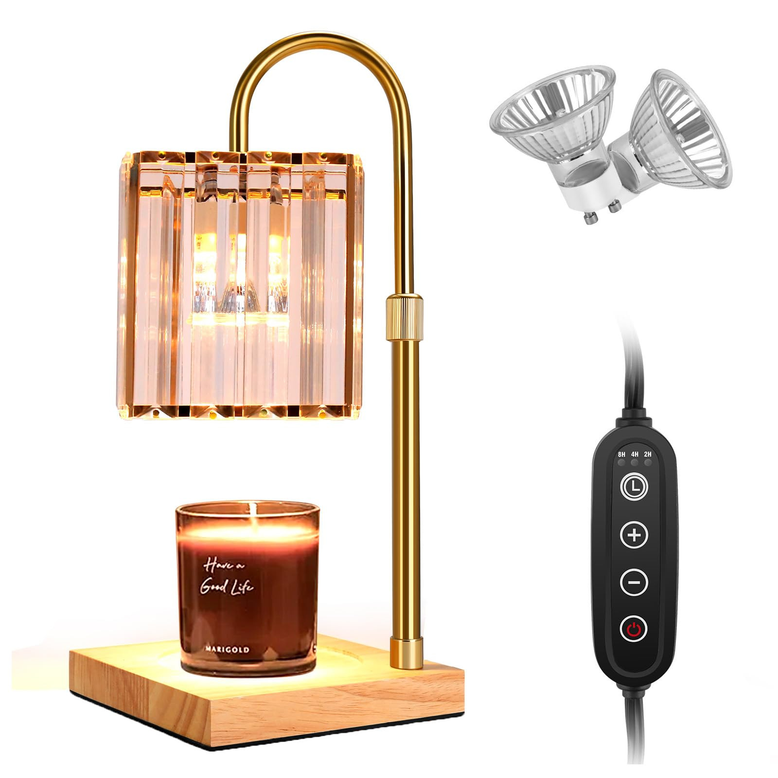 Adjustable Height Candle Warmer Lamp with Timer & Dimmer for Jars  -image