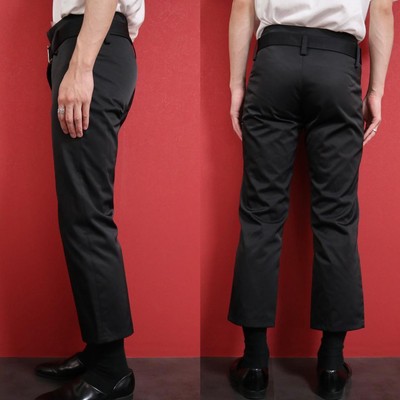 Yohji Yamamoto Noir Women's Black Belted Nylon Pants 2 New