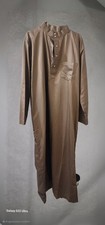 Men Long Sleeve Abaya Dishdash Thobe Jubba BROWN 2XL