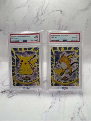 1999 Topps Series 1 Pokemon Pikachu Raichu PSA 9 10 Sequential Serial Numbers - 第 1/2 張圖片