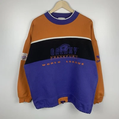 Vintage Adidas Galaxy Frankfurt World League NFL Sweatshirt Size L Big Logo 90’s - Photo 1/4