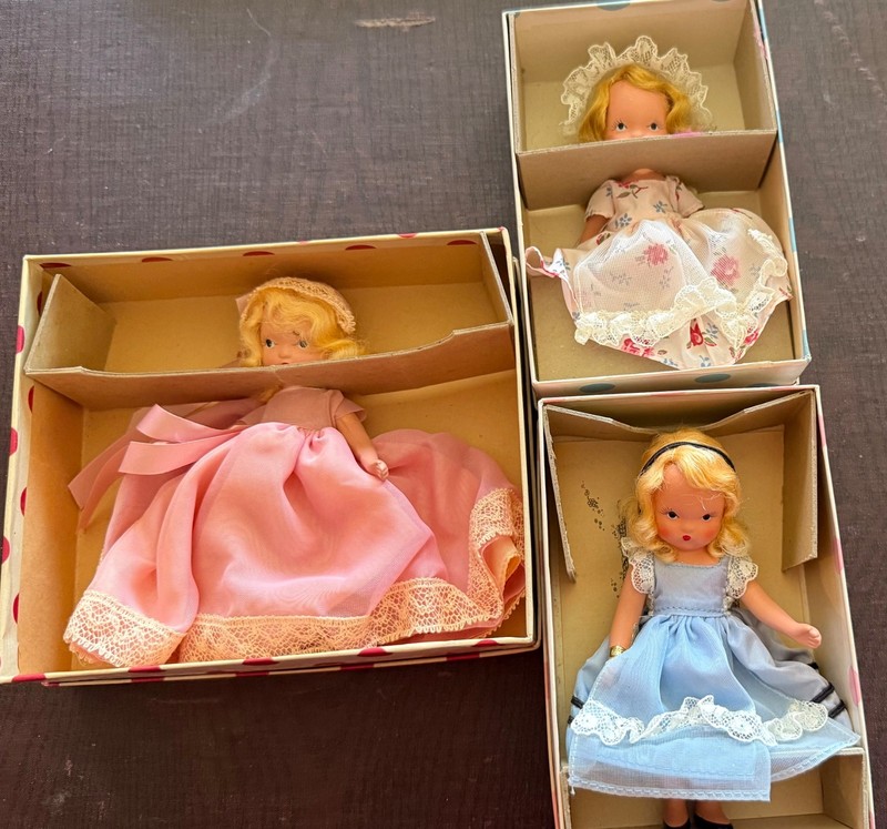 Great Lot 3 Nancy Ann  Composition  Storybook Dolls  in Original Boxes  1940s