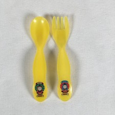Vtg 2005 Thomas Friends Plastic Toddler Spoon Fork Set Thomas Percy Yellow