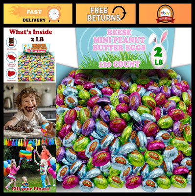 Bulk 2 Lb Mini Milk Chocolate Peanut Butter Eggs, Foil Wrapped Easter Candy, Per