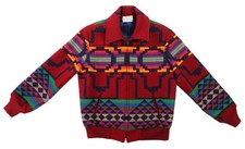 PENDLETON USA 38 Small Burgundy Red Wool Aztec Southwest Navajo Bomber Jacket