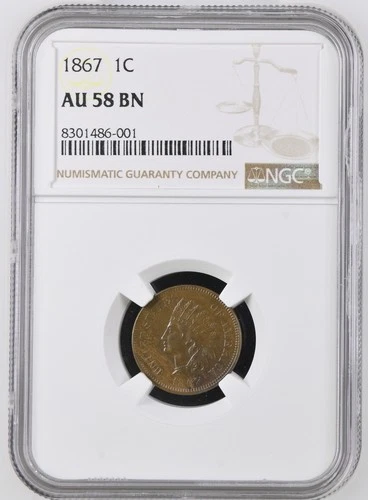 1867 Indian Cent NGC AU-58 BN