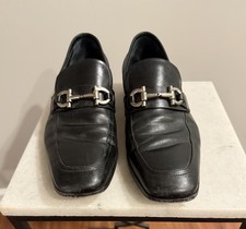 Salvatore Ferragamo Men's Black Gancini Horsebit Slip-on Loafers Shoes 9.5 D