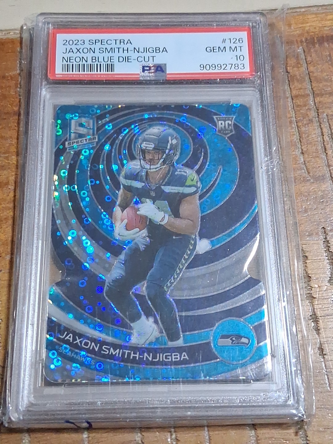 Jaxon Smith-Njigba Panini Spectra #126 Neon Blue Die-Cut