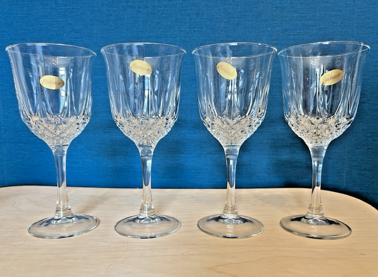 4 Lminarc Enchante Wine Glasses Vintage Crystal Stemware, French Crystal, Boxed image 2