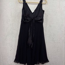 VTG Maggy London 100% Silk Chiffon Satin Sleeveless Cocktail Dress 8 Black NEW