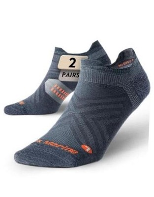 Men's Thin Merino Wool No Show Running Socks, Summer Small Signa L Grey*2