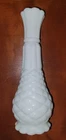 Vintage Anchor Hocking Colonial Diamond Pattern Milk Glass Bud Vase 9'' Tall