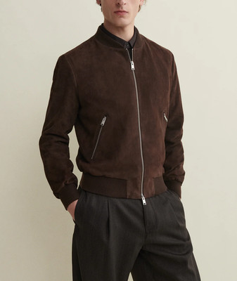 Braune Bomber Lederjacke für Herren Reines Wildleder Größe S M L XL XXL 3XL M...