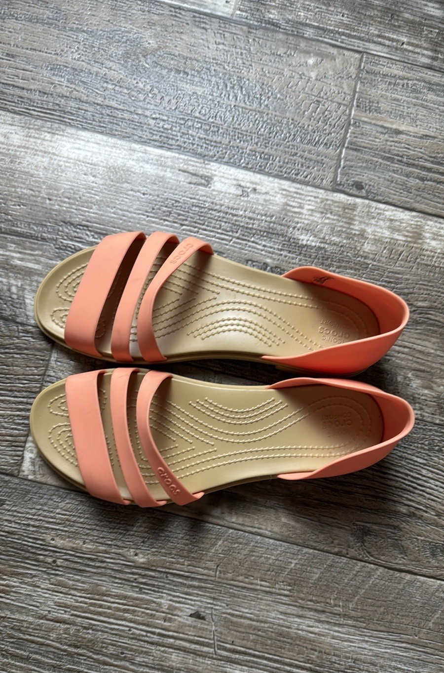 Crocs Tulum Orangeish Peach Slip-on Strappy Sandal Flat Shoe Women’s Size 9 image 2