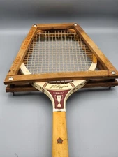 Vintage J. C. Higgins Finalist Wright Ditson Wood Tennis Racket With Brace