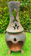 Solid Cast Iron Chiminea Patio Garden Multi Fuel Chimenea Fire small 48 cms tall