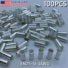 100pcs Non-Insulated Wire Ferrules 4AWG 25.0mm Copper Barrel Pin Cord Terminals