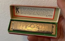 M-Hohner's No. 34b "Old Standby" Hamonica in Original Box Key Of F, Great Cond