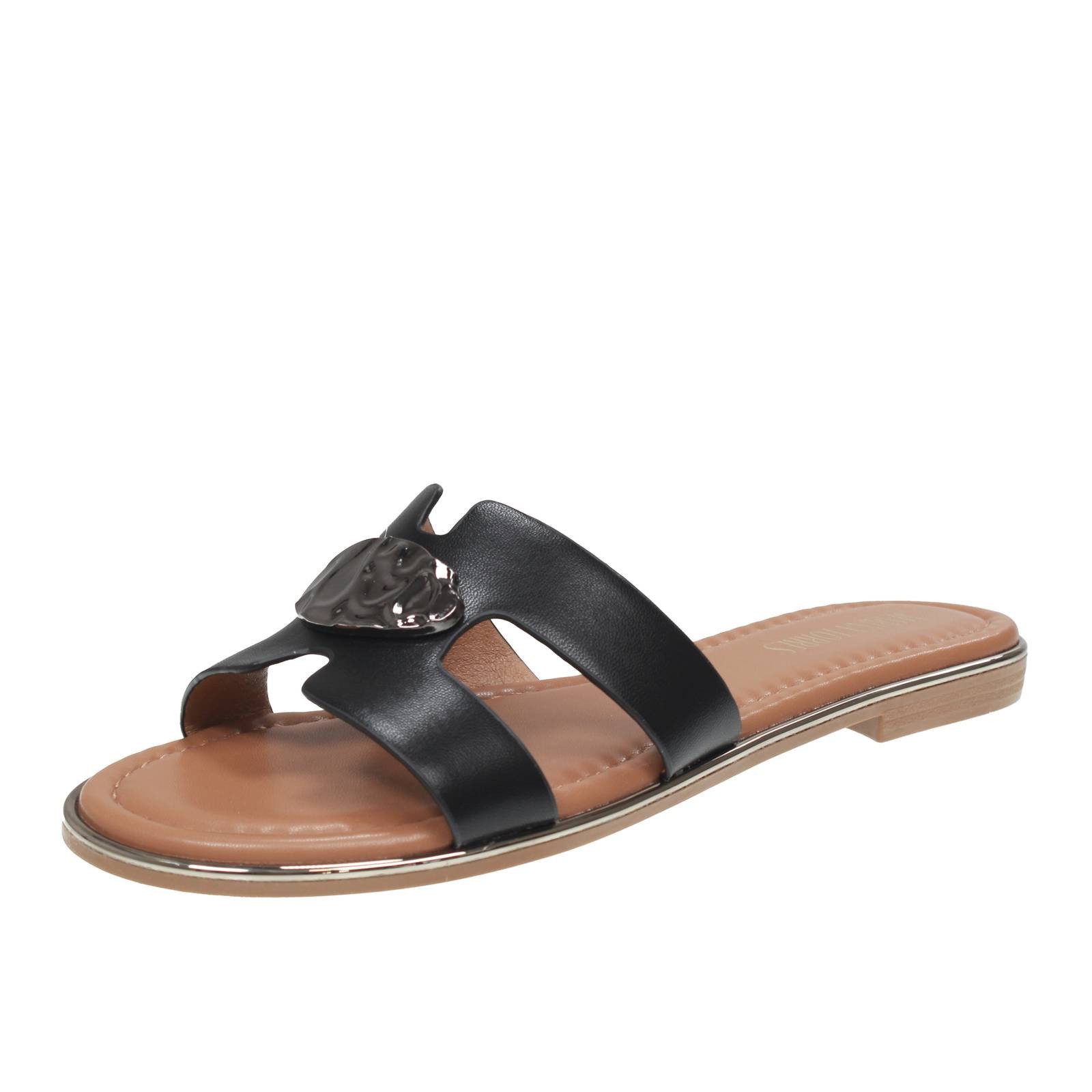 Marina Torres Pantoffeln mit schwarzem Riemchen - Größe 40 Damenschuhe Pantoletten