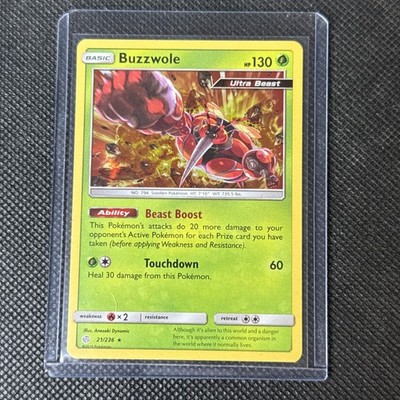 Buzzwole Holo Cosmic Eclipse Sun & Moon 21/236 Pokemon TCG  Mint+