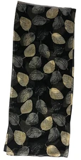 Cejon Accessories Black Tan Gray Leaf Rectangle Scarf Polyester Italy  13 x 65”