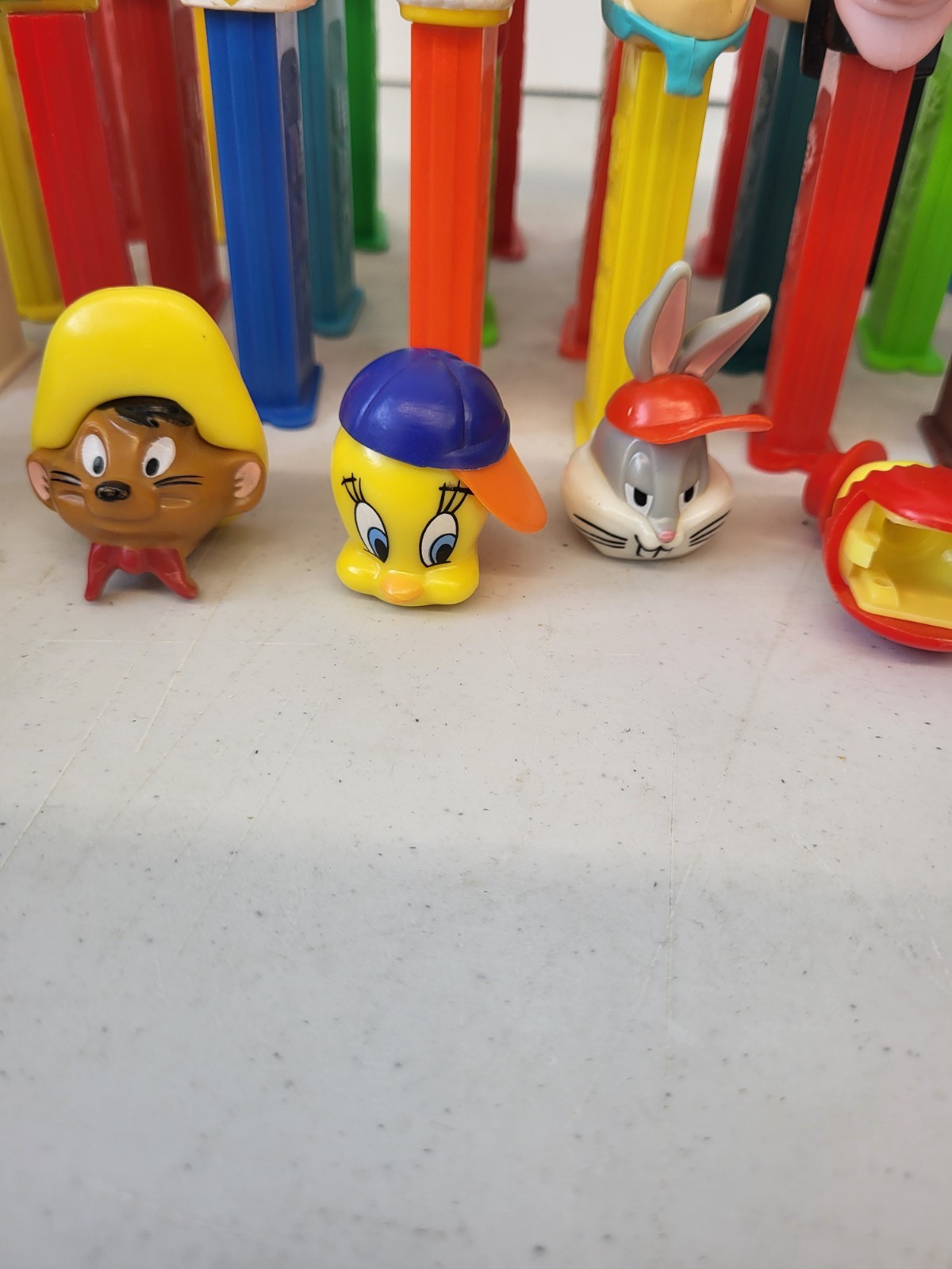 Vintage Pez Dispensers with Feet Lot Of 30+ With Parts