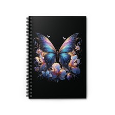 Blue Butterfly Floral Spiral Notebook   Ruled Journal for Notes  Journaling