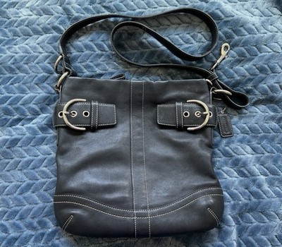 Vintage Coach Black Leather Shoulder Bag Convertible Strap F05S