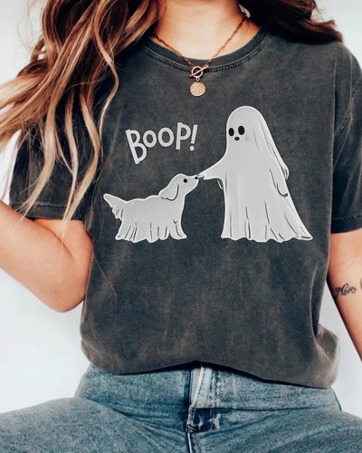 Boo-p Ghost Dog T-Shirt: Funny Halloween Dog Mom