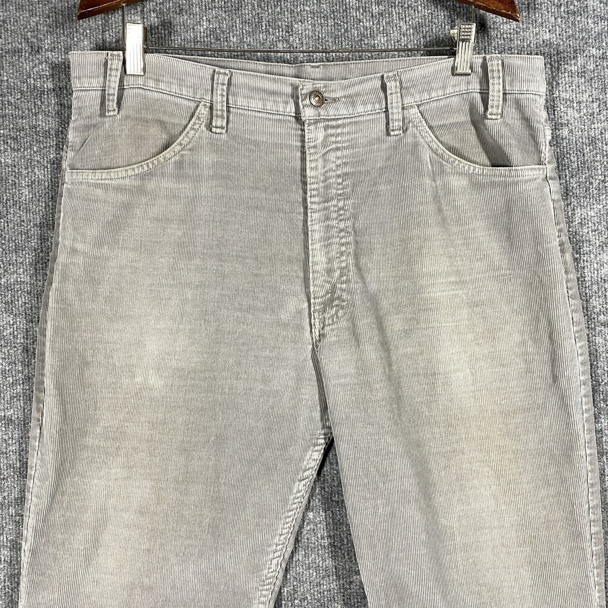 VINTAGE 80s Levi's Corduroy Pants Mens 36x24 Gray White Tab USA
