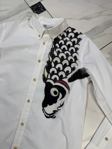 Visvim Japan Brand Carp Print White Long Sleeve Button Shirt Size 4 - Picture 2 of 15