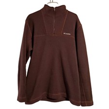 Columbia Men's XL 1/4 Zip Knit Pullover Fleece Lined Mock Neck Burgundy Sweater