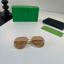 Bottega Veneta Gold Aviator Sunglasses Brown Lens Unisex
