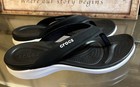 CROCS Women’s Crocband Flip Flops Thong Sporty Beach Sandals SZ 7 Black White — photo 1