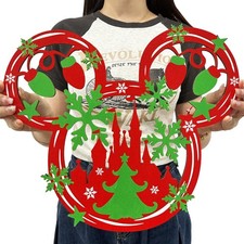 Christmas Hanging Wooden Sign 13.7 x 12.2 Inch Red