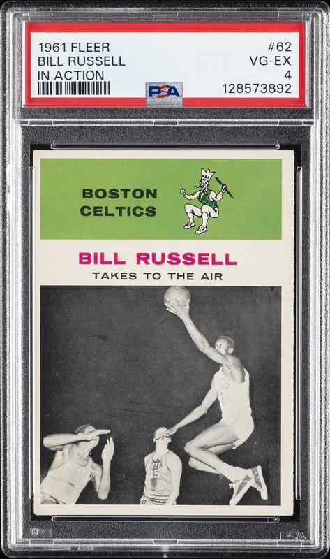 1961 FLEER IN ACTION #62 BILL RUSSELL PSA 4