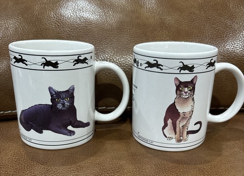Houston Harvest Lot Of 2 Cat Mugs Cups Cat Lovers Limited Collectible Cats VGUC - Picture 1 of 9