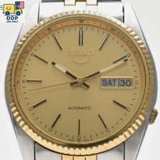 SEIKO 5 7009-3110 Vintage Automatic Gold Silver Day-Date Men s Watch Exc 5